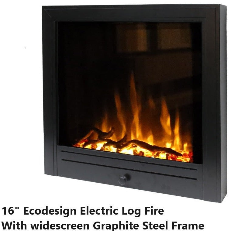 Ecodesign Widescreen 22 Black Electric Fire - Log Effect and Black ...