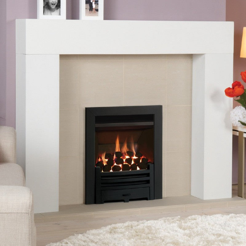 Gazco Logic HE Conventional Flue Coal Effect Gas Fire with Black Frame and Front