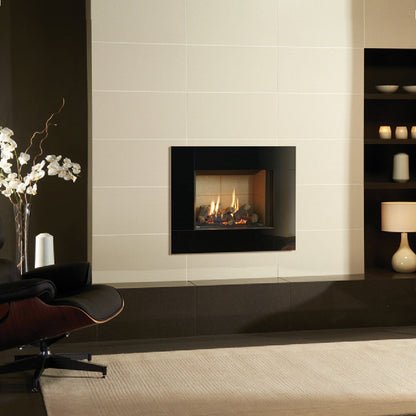 Gazco Riva2 500 Conventional Flue Log Effect Gas Fire with Icon XS Black Glass Frame
