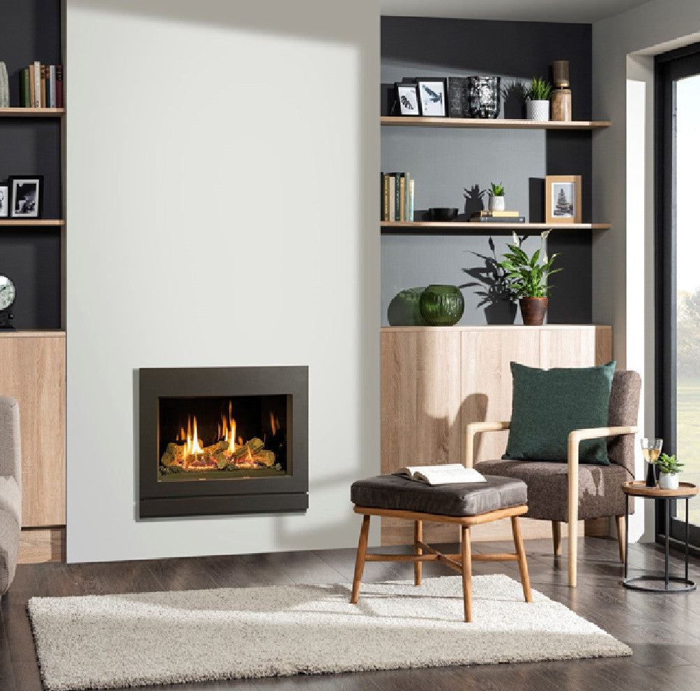 Gazco Riva2 600 Conventional Flue Log Effect Gas Fire with Designio2 Graphite Frame