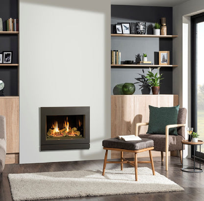 Gazco Riva2 600 Conventional Flue Log Effect Gas Fire with Designio2 Graphite Frame