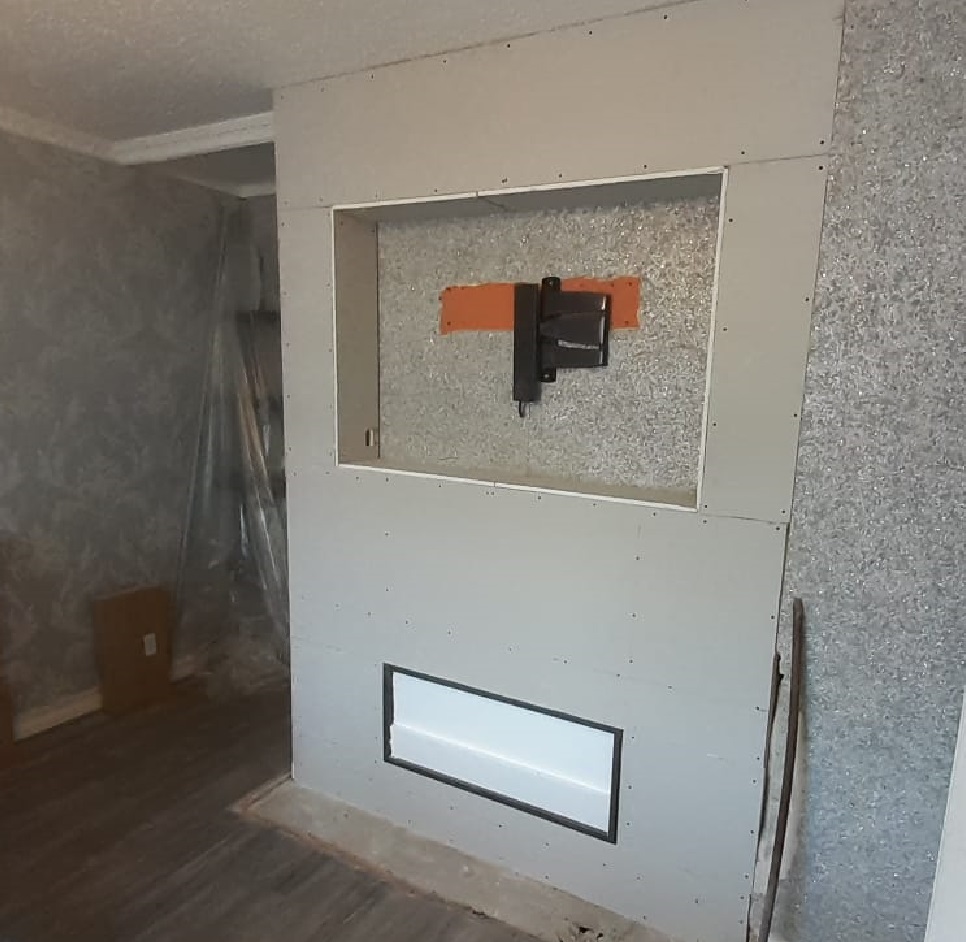 Standard TV pocket for a feature wall fire